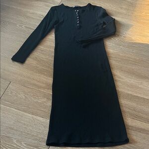 Zara Black Ribbed Maxi Dress